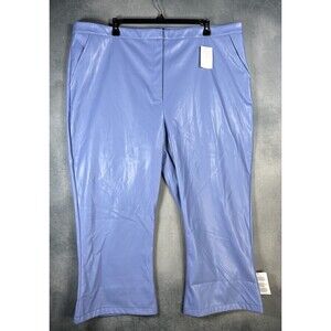 ASOS Design Curve Faux Leather Cropped Capri Pants Blue Women Plus Size 22